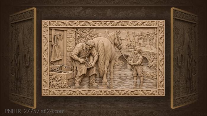 Shoeing the horse standing in the ford 3d STL model