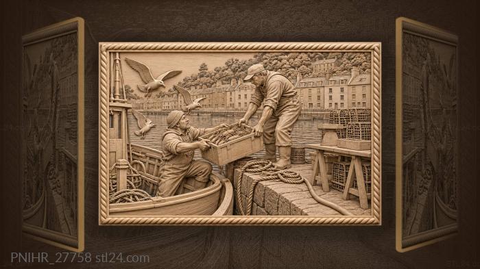 Tobermory harbor langoustine catch unloading 3d STL model