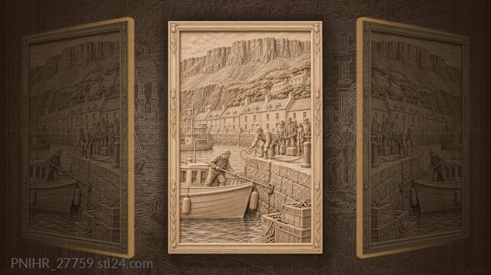 Portree harbour ferry docking scene 3d STL model