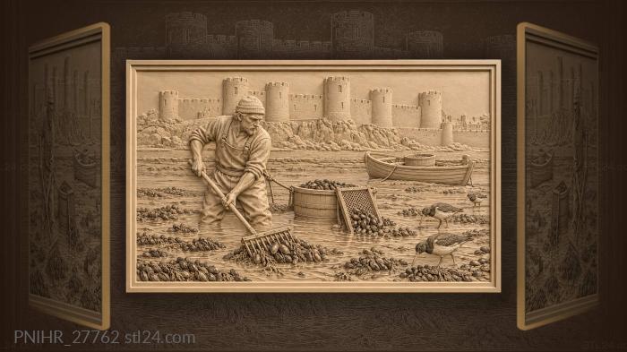 Raking mussels below conwy walls 3d STL model