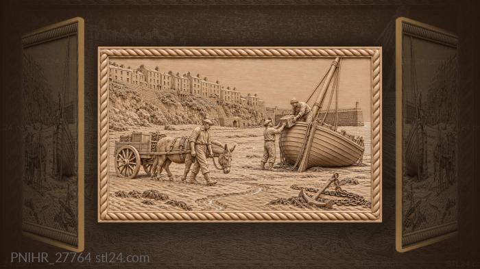 Tenby harbour low tide scene 3d STL model
