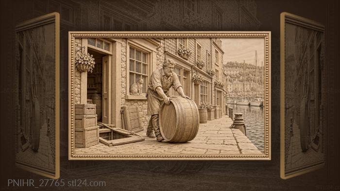 Kinsale pub barrel rolling street scene 3d STL model