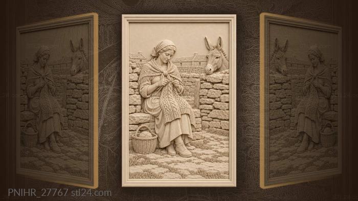 Aran islands woman knitting jumper 3d STL model