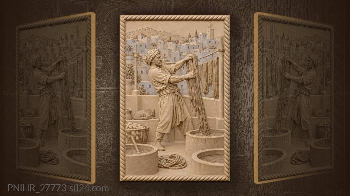 Dyer stretching wet skein above medina 3d STL model