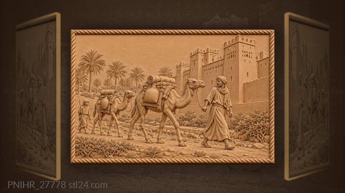 Caravan near taourirt kasbah with camels 3d STL model