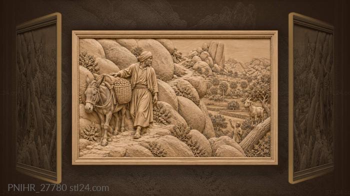 Donkey trek among tafraout boulders 3d STL model