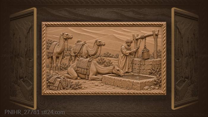 Merzuga camels at desert well 3d STL model