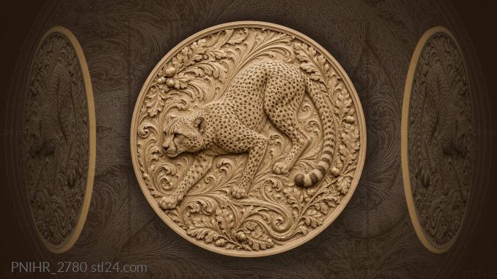 Cheetah circled by swirling pattern 3d STL model