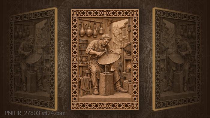 Coppersmith chases a spiral on a copper vessel 3d STL model