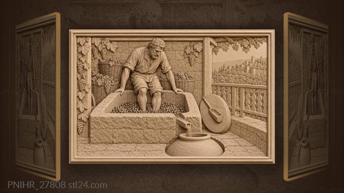 Signagi vintner pressing grapes in cellar 3d STL model