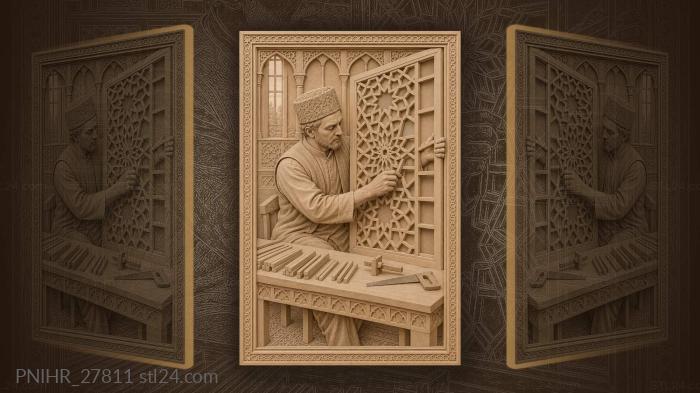 Sheki craftsman building lattice window 3d STL model