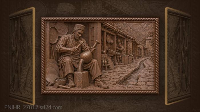 Lahij coppersmith forging a water pitcher 3d STL model