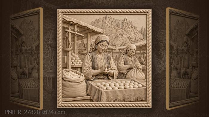 Woman rolling curd balls in palms 3d STL model