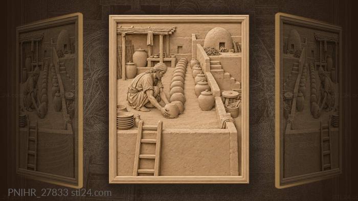 Potter’s roof with drying ceramics 3d STL model