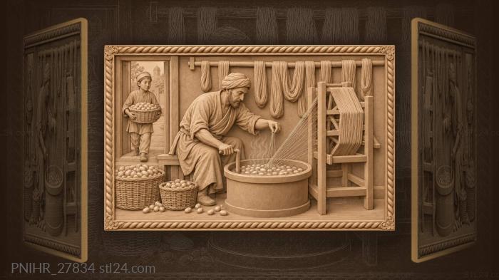 Silk reeler at work margilan 3d STL model