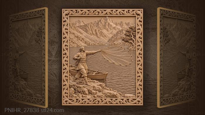 Iskanderkul lake fisherman casting net 3d STL model