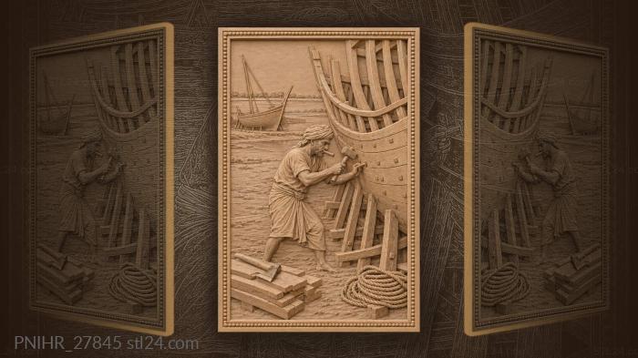 Shipwright building traditional dhow boat 3d STL model