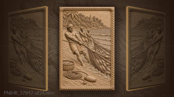 Shore seine dragged up the indian beach 3d STL model