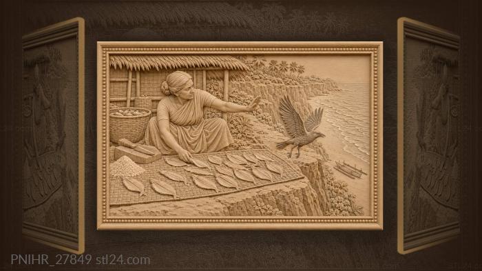 Varkala fisherwoman with fresh catch 3d STL model