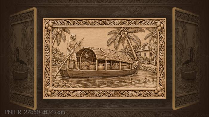 Kerala boatman on tranquil backwaters 3d STL model