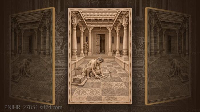 Chettinad courtyard restorer cleaning tiles 3d STL model