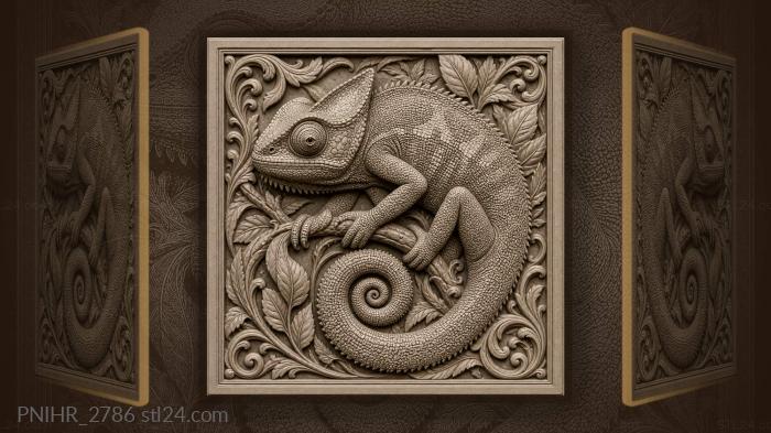 Coiled chameleon with spiral tail 3d STL model