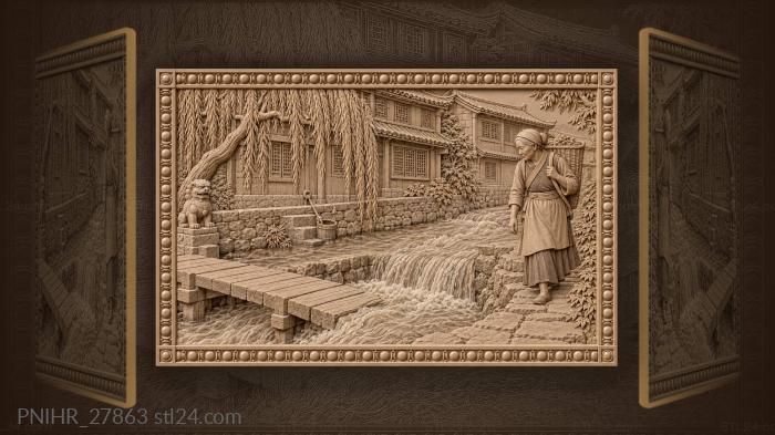 Lijiang canal woman with basket 3d STL model