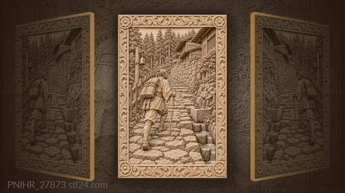Traveller on ancient nakasendo path 3d STL model