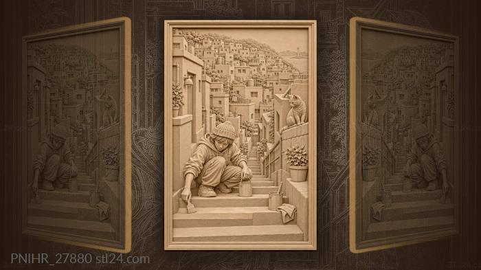 Busan hillside painter vibrant steps 3d STL model