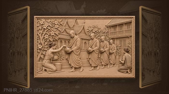 Luang prabang monks alms giving dawn 3d STL model
