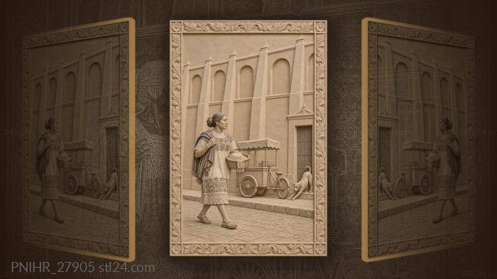 Izamal woman with tortillas and convent 3d STL model