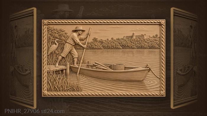 Bacalar boatman launching into lagoon 3d STL model