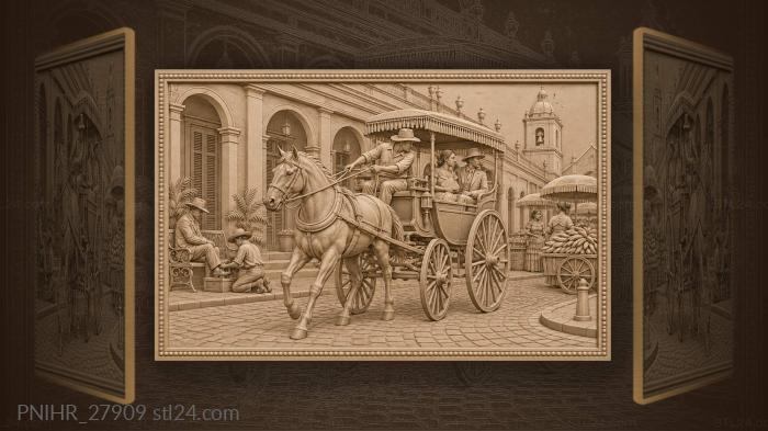 Granada carriage colonial square scene 3d STL model