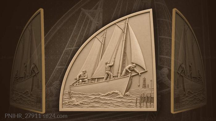 Crew working aboard the running schooner 3d STL model