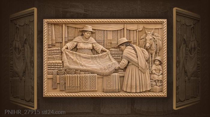 Andean market day vibrant textiles 3d STL model