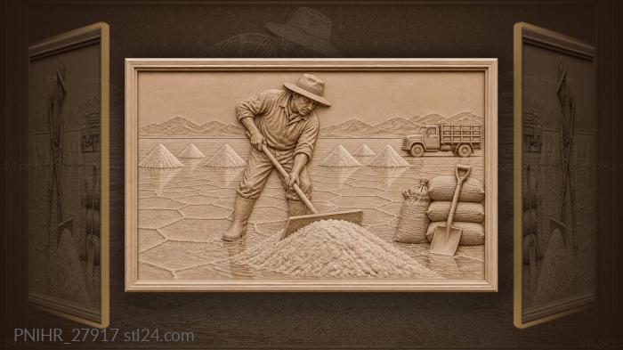 Uyuni salt harvest worker landscape 3d STL model