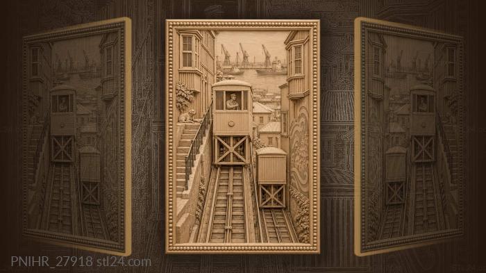 Valparaíso funicular ascending steep hillside streets 3d STL model