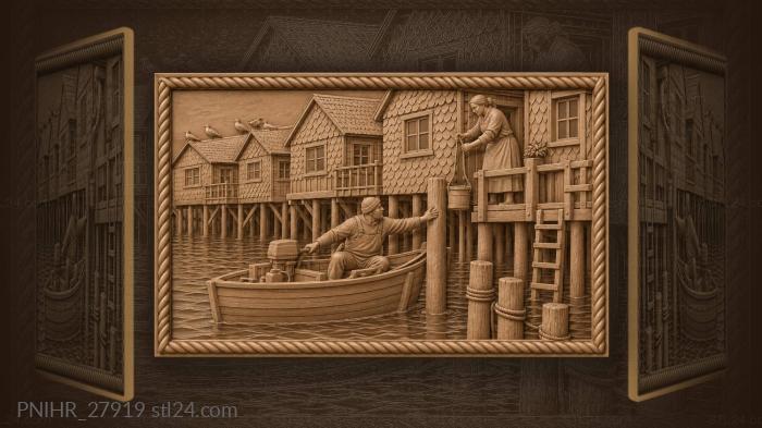 Chiloé launch among stilt houses 3d STL model