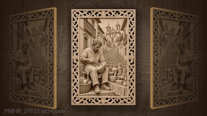 Ouro preto carver on steep street 3d STL model