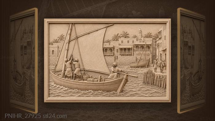 Lamu harbor dhow and coastal life 3d STL model