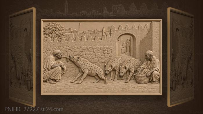 Harar night feeding spotted hyenas 3d STL model