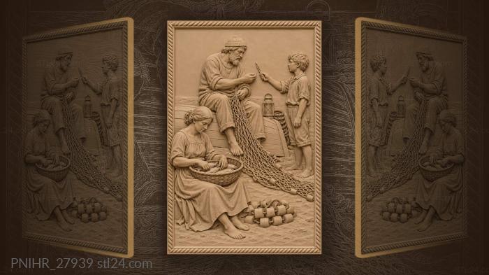 Paloma port net mender family scene 3d STL model