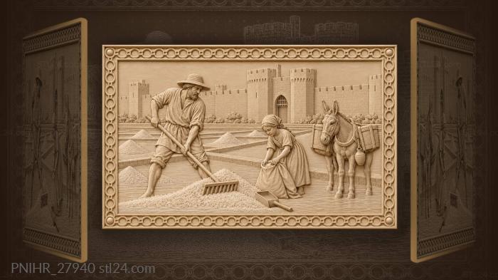 Salt harvest in medieval aigues-mortes 3d STL model