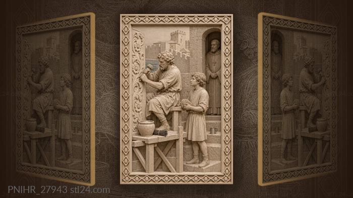 Trogir stonemason floral workshop scene 3d STL model