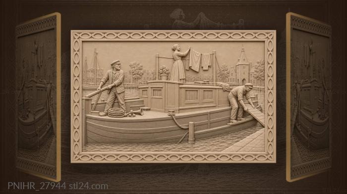 Stavoren canal barge life scene 3d STL model