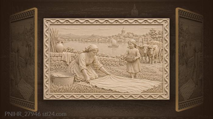 Village life by the river 3d STL model