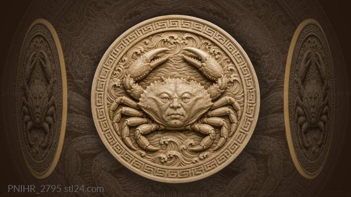 Crab waves greek key design 3d STL model