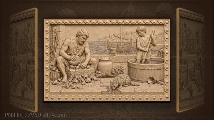 Crushing murex shells beside dye vat 3d STL model