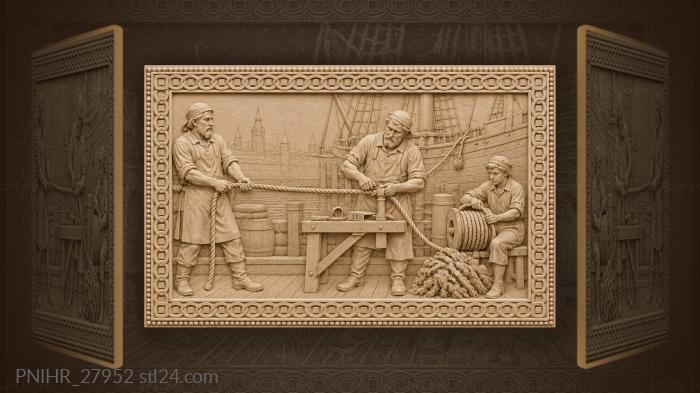 Helsingør harbor rope making scene 3d STL model