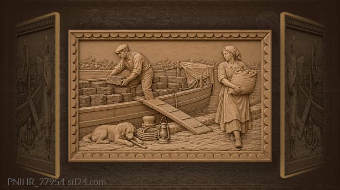 Shannon river peat unloading scene 3d STL model